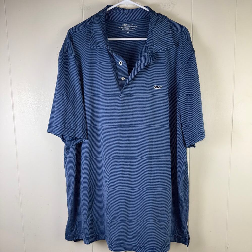 Vineyard Vines Shirt Mens XLarge OTG Blue Stripe On‎ The Go Sankaty Golf Polo